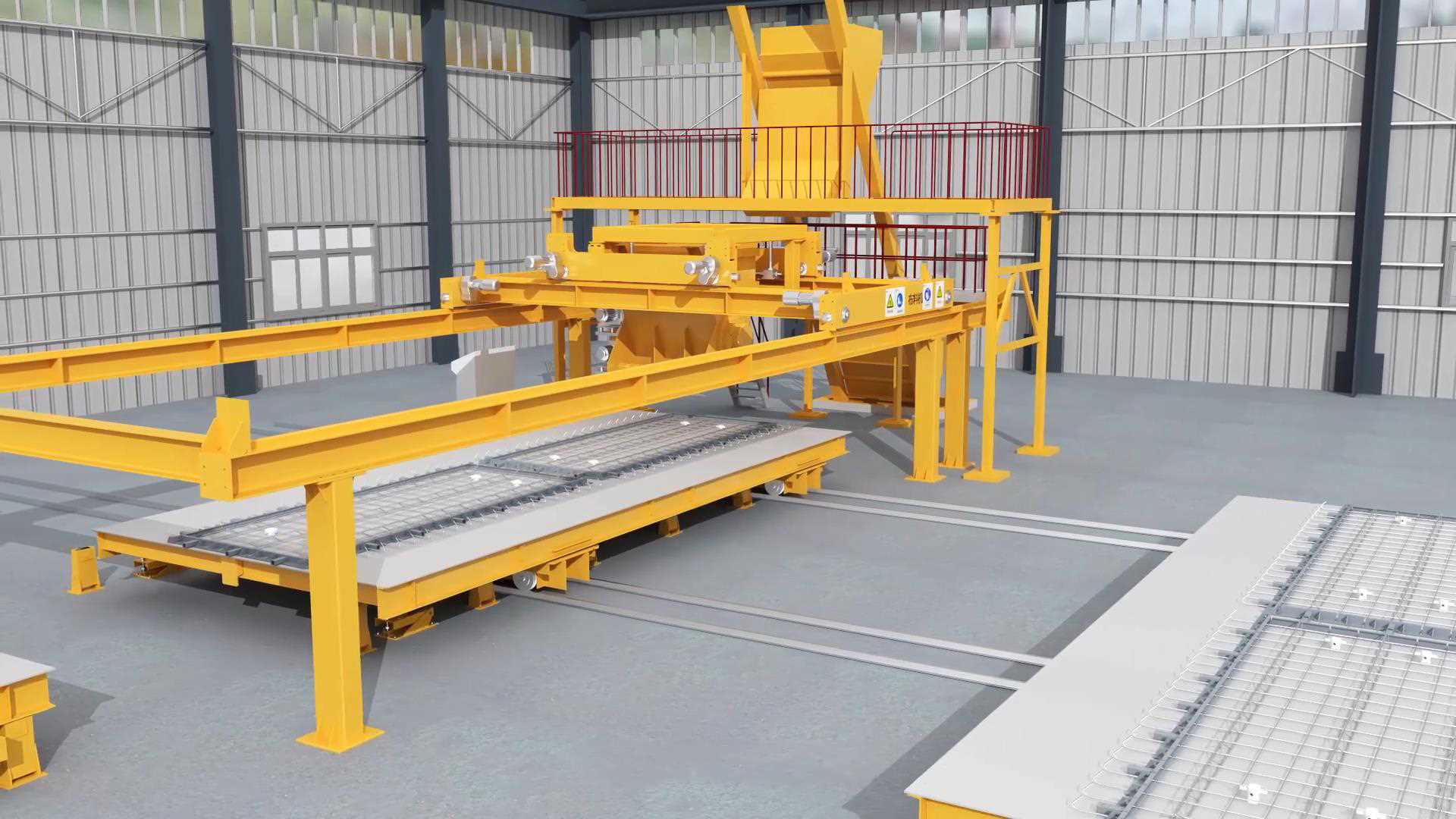 pc构件生产工艺流水线三维演示动画叠合板墙板自动化生产线三维动画